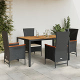 vidaXL 3-delige Tuinset met kussens poly rattan zwart