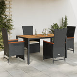 vidaXL 3-delige Tuinset met kussens poly rattan zwart