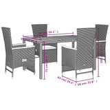 vidaXL 3-delige Tuinset met kussens poly rattan zwart