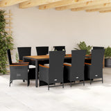 vidaXL 3-delige Tuinset met kussens poly rattan zwart