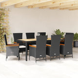 vidaXL 3-delige Tuinset met kussens poly rattan zwart