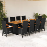 vidaXL 9-delige Tuinset poly rattan zwart