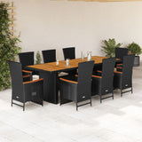 vidaXL 9-delige Tuinset poly rattan zwart