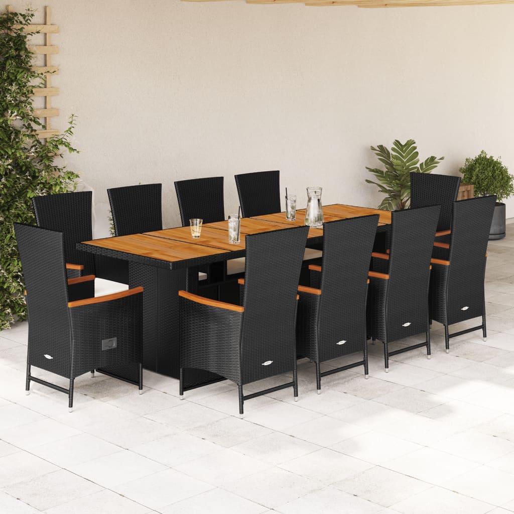 vidaXL 9-delige Tuinset poly rattan zwart