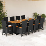 vidaXL 9-delige Tuinset poly rattan zwart