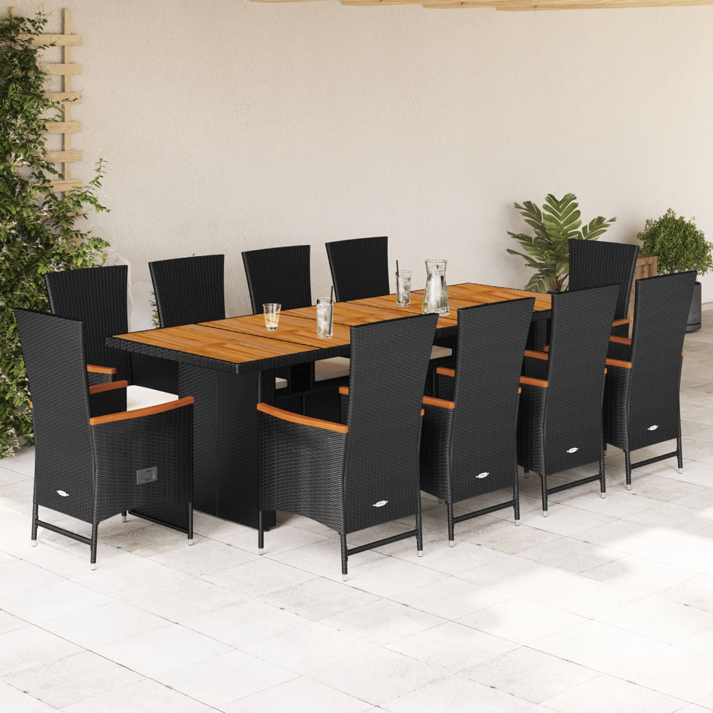 vidaXL 9-delige Tuinset poly rattan zwart