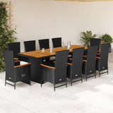 vidaXL 9-delige Tuinset poly rattan zwart