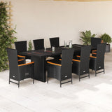 vidaXL 9-delige Tuinset poly rattan zwart