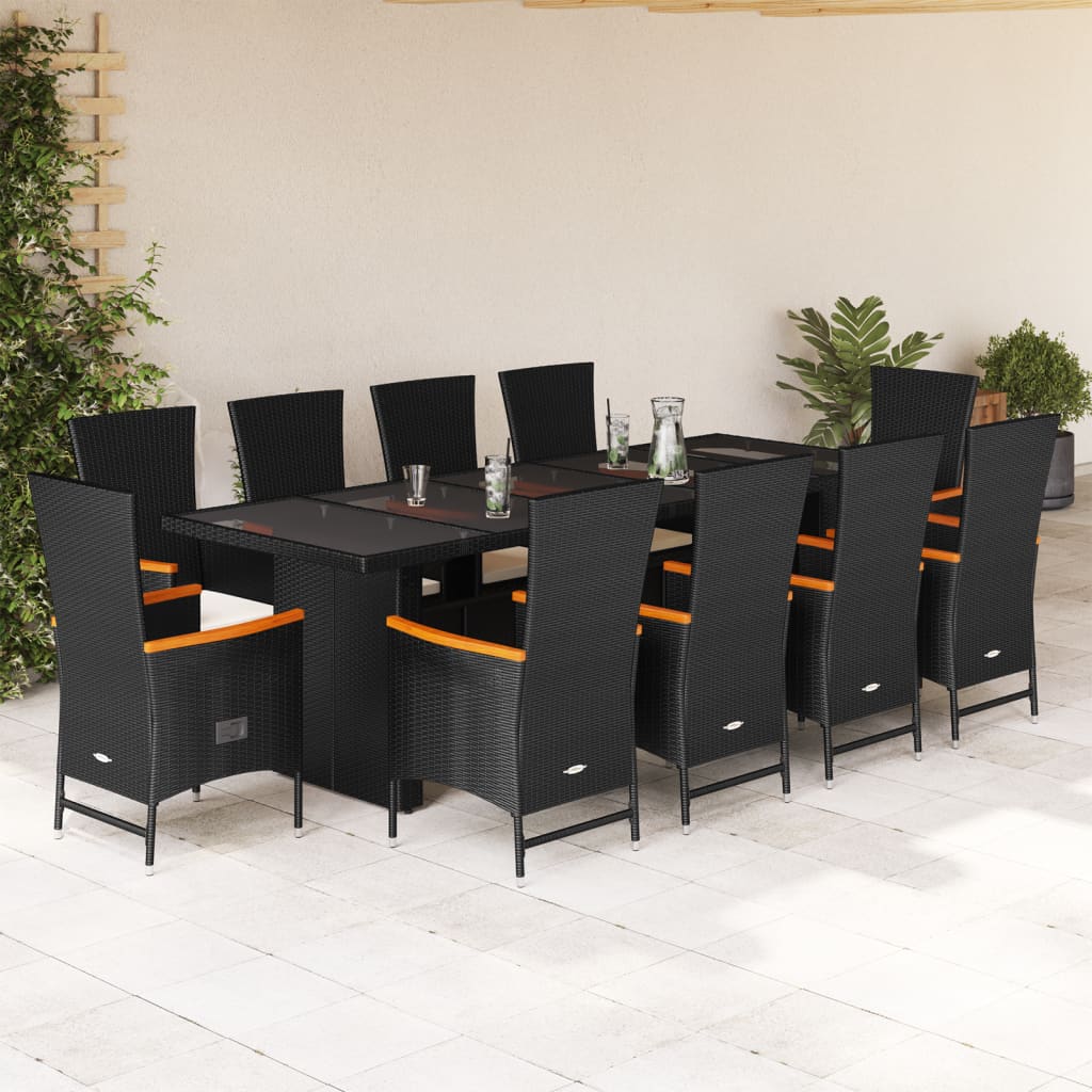 vidaXL 9-delige Tuinset poly rattan zwart