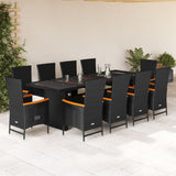 vidaXL 9-delige Tuinset poly rattan zwart
