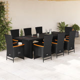 vidaXL 9-delige Tuinset poly rattan zwart