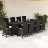 vidaXL 9-delige Tuinset poly rattan zwart