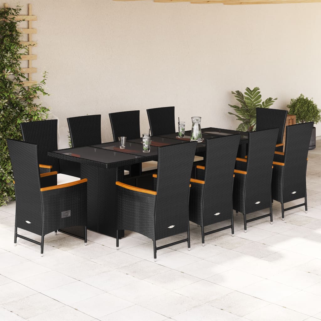 vidaXL 9-delige Tuinset poly rattan zwart