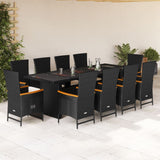 vidaXL 9-delige Tuinset poly rattan zwart