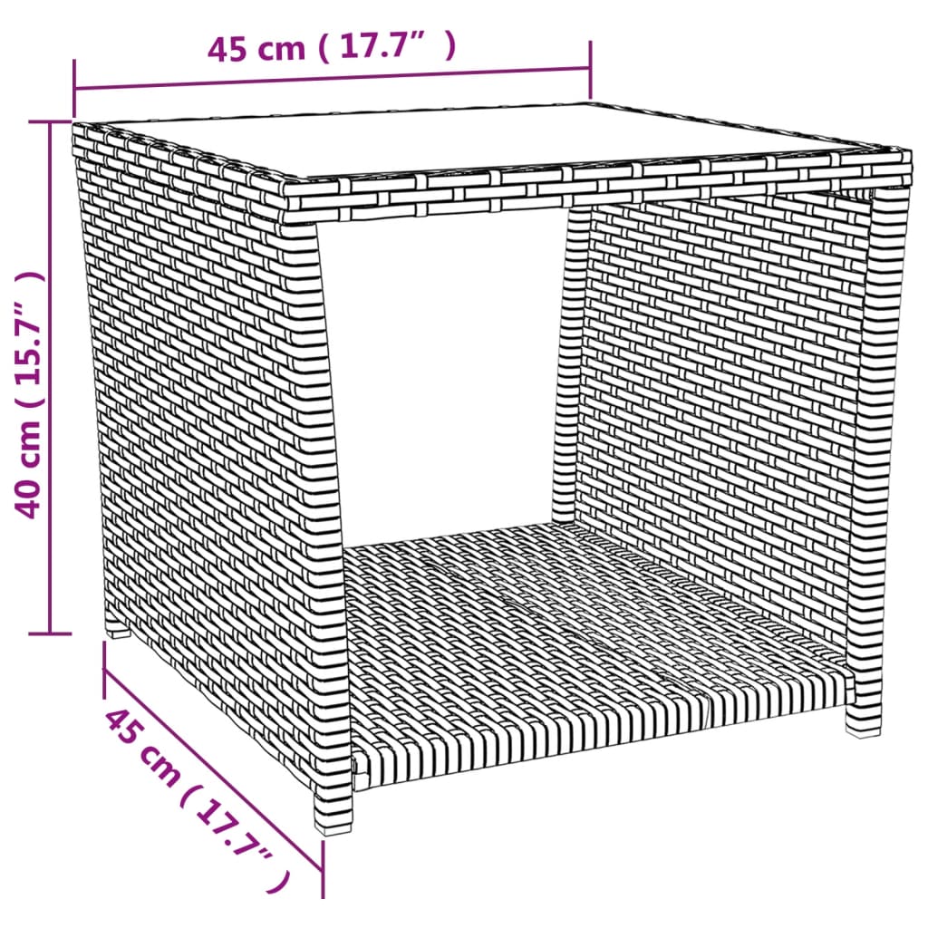 vidaXL 3-delige Tuinset met kussens poly rattan zwart