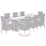 vidaXL 9-delige Tuinset met kussens poly rattan grijs