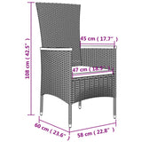 vidaXL 9-delige Tuinset met kussens poly rattan grijs