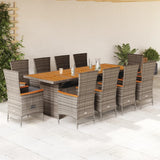vidaXL 9-delige Tuinset met kussens poly rattan grijs