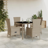 vidaXL 5-piece Garden Lounge Set with Cushions Poly Rattan Beige