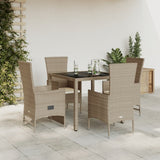 vidaXL 5-piece Garden Lounge Set with Cushions Poly Rattan Beige