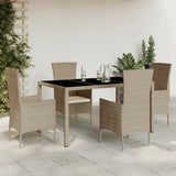 vidaXL 5-piece Garden Lounge Set with Cushions Poly Rattan Beige