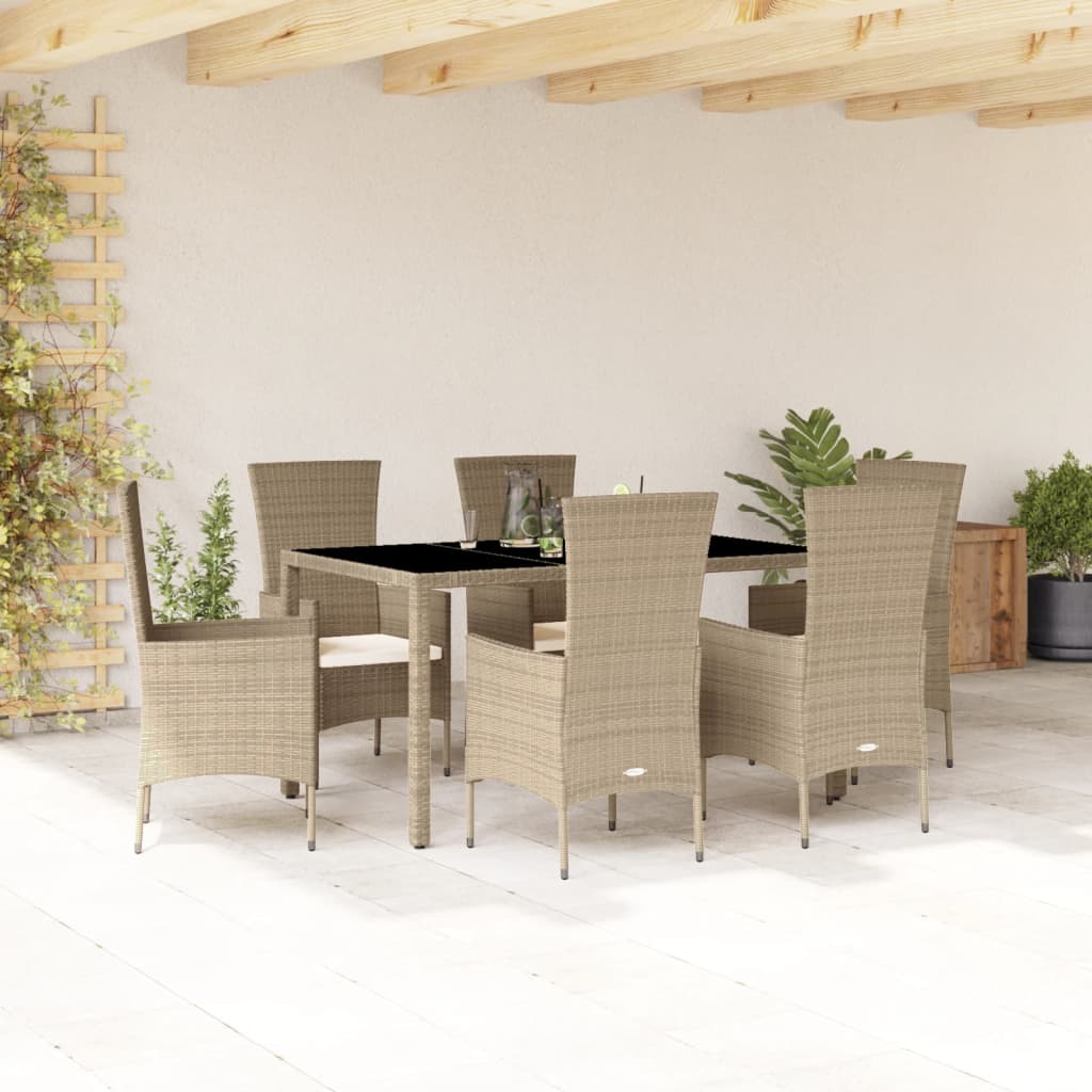 vidaXL 5-piece Garden Lounge Set with Cushions Poly Rattan Beige
