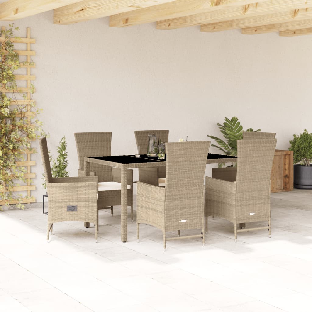 vidaXL 5-piece Garden Lounge Set with Cushions Poly Rattan Beige