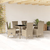 vidaXL 5-piece Garden Lounge Set with Cushions Poly Rattan Beige