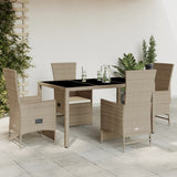 vidaXL 5-piece Garden Lounge Set with Cushions Poly Rattan Beige