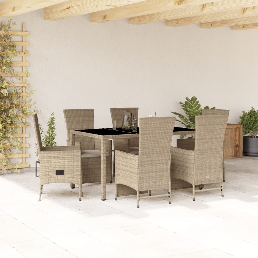 vidaXL 5-piece Garden Lounge Set with Cushions Poly Rattan Beige