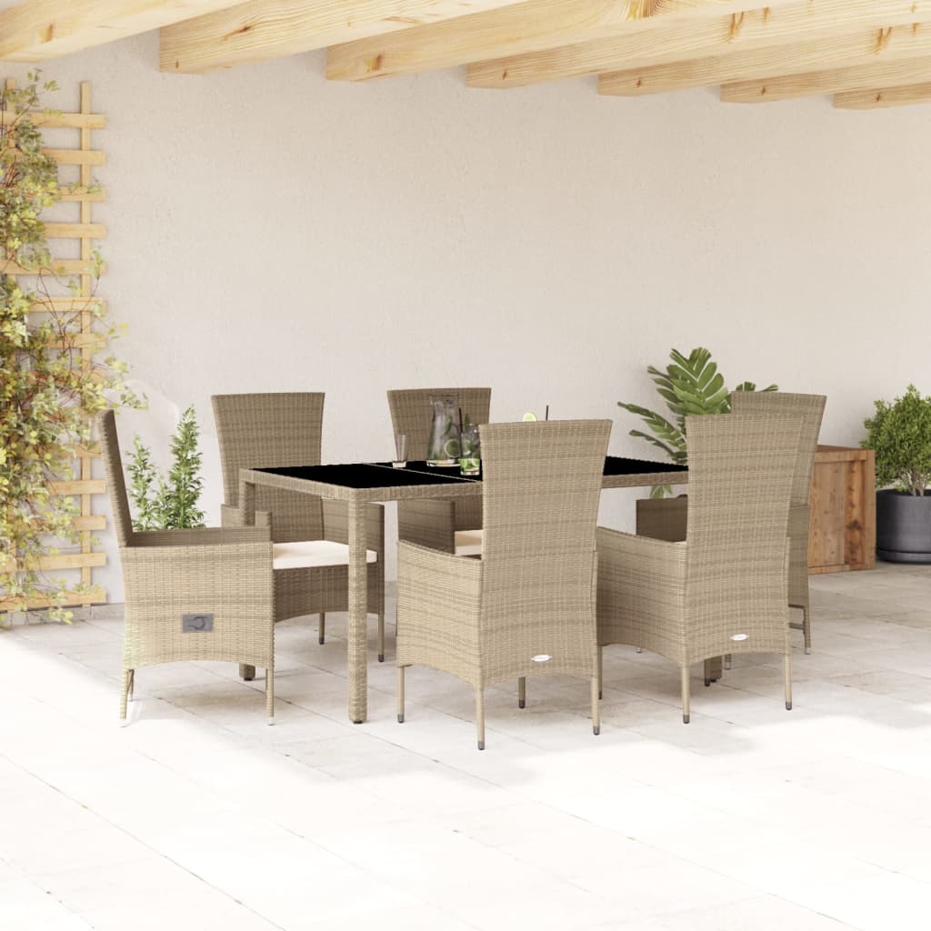 vidaXL 5-piece Garden Lounge Set with Cushions Poly Rattan Beige