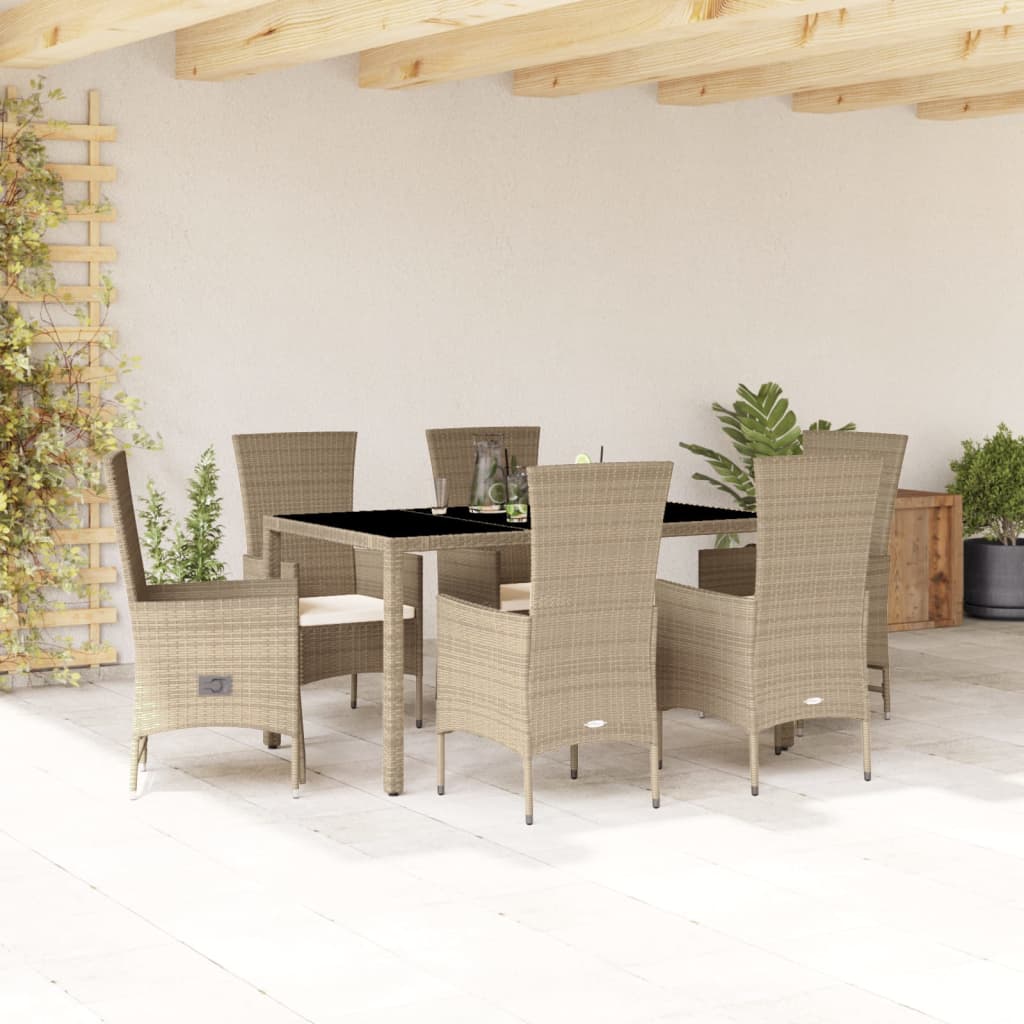 vidaXL 5-piece Garden Lounge Set with Cushions Poly Rattan Beige