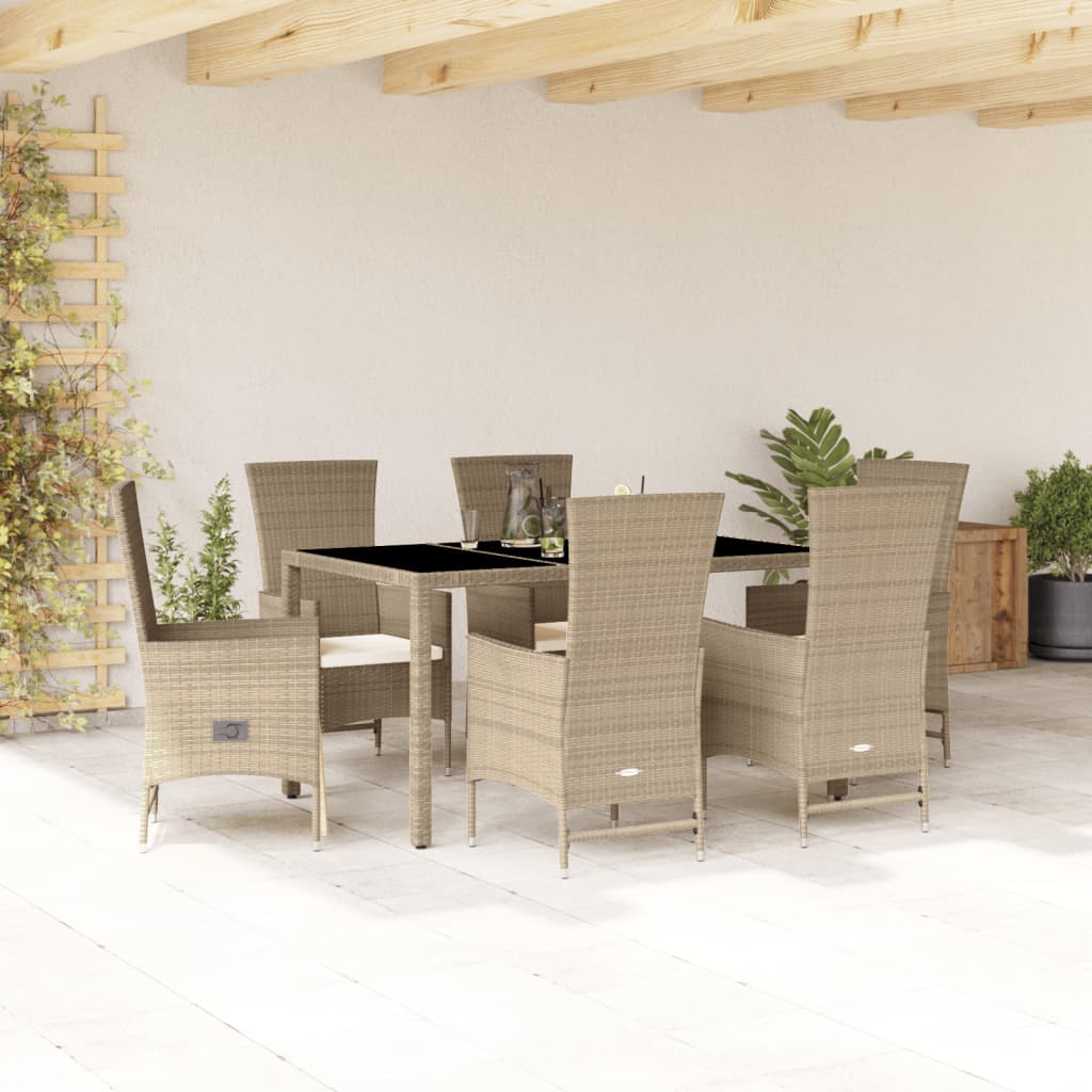 vidaXL 5-piece Garden Lounge Set with Cushions Poly Rattan Beige
