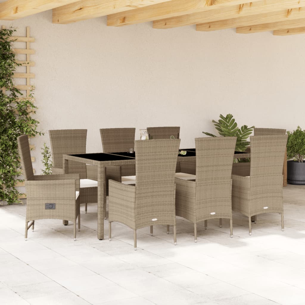 vidaXL 5-piece Garden Lounge Set with Cushions Poly Rattan Beige