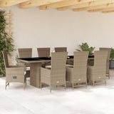 vidaXL 7-delige Tuinset met kussens poly rattan beige