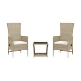 vidaXL 3-Piece Garden Lounge Set with Cushions Poly Rattan Beige