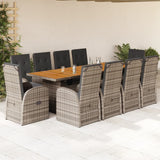 vidaXL 7-delige Tuinset met kussens poly rattan grijs