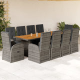 vidaXL 7-delige Tuinset met kussens poly rattan grijs