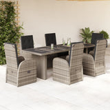vidaXL 7-delige Tuinset met kussens poly rattan grijs