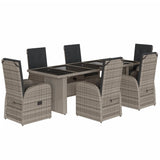 vidaXL 7-delige Tuinset met kussens poly rattan grijs