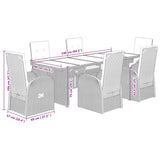 vidaXL 7-delige Tuinset met kussens poly rattan grijs