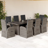 vidaXL 7-delige Tuinset met kussens poly rattan grijs