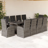 vidaXL 7-delige Tuinset met kussens poly rattan grijs