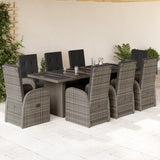 vidaXL 7-delige Tuinset met kussens poly rattan grijs