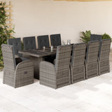 vidaXL 7-delige Tuinset met kussens poly rattan grijs