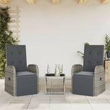 vidaXL 3-Piece Garden Lounge Set with Cushions Poly Rattan Grey
