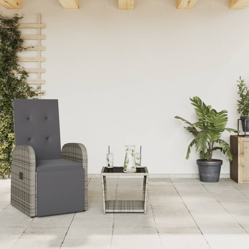 vidaXL 3-Piece Garden Lounge Set with Cushions Poly Rattan Grey