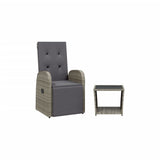 vidaXL 3-Piece Garden Lounge Set with Cushions Poly Rattan Grey