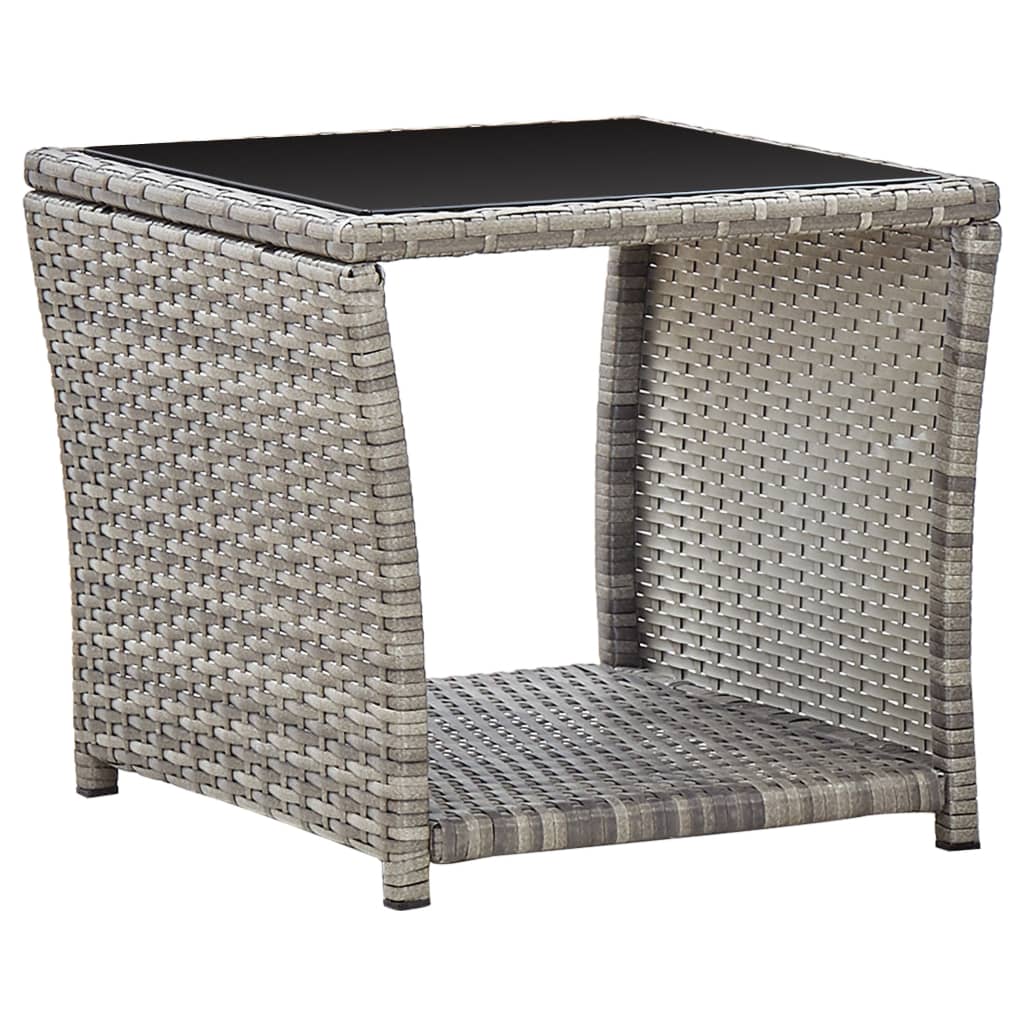 vidaXL 3-Piece Garden Lounge Set with Cushions Poly Rattan Grey