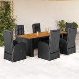 vidaXL 7-delige Tuinset met kussens poly rattan zwart